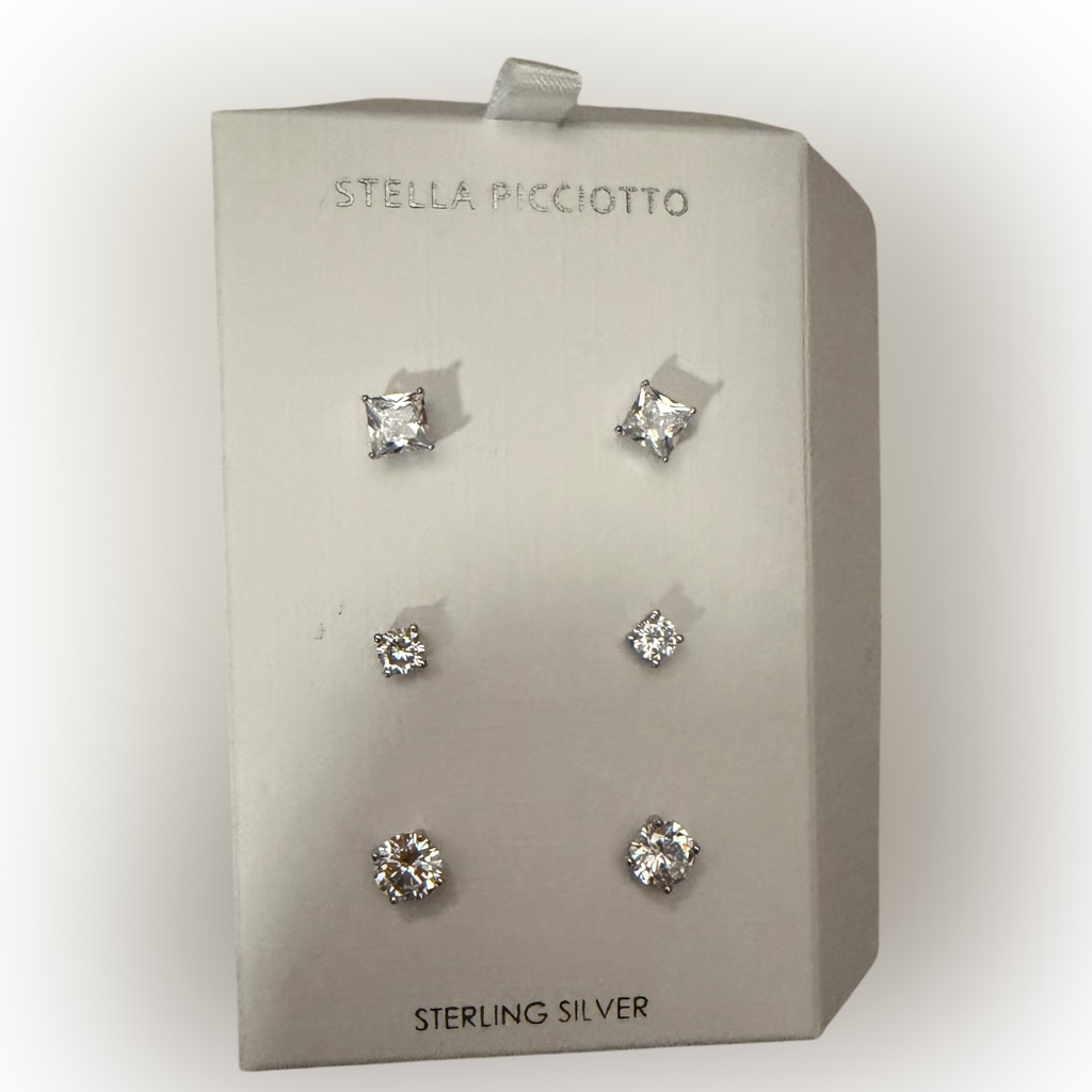 Three Pairs Of Stud Earrings In Sterling Silver By Stella Picciotto